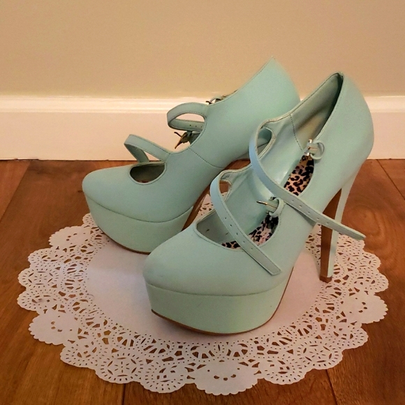Body Central Size 8 Teal Platform Heels - Picture 3 of 7